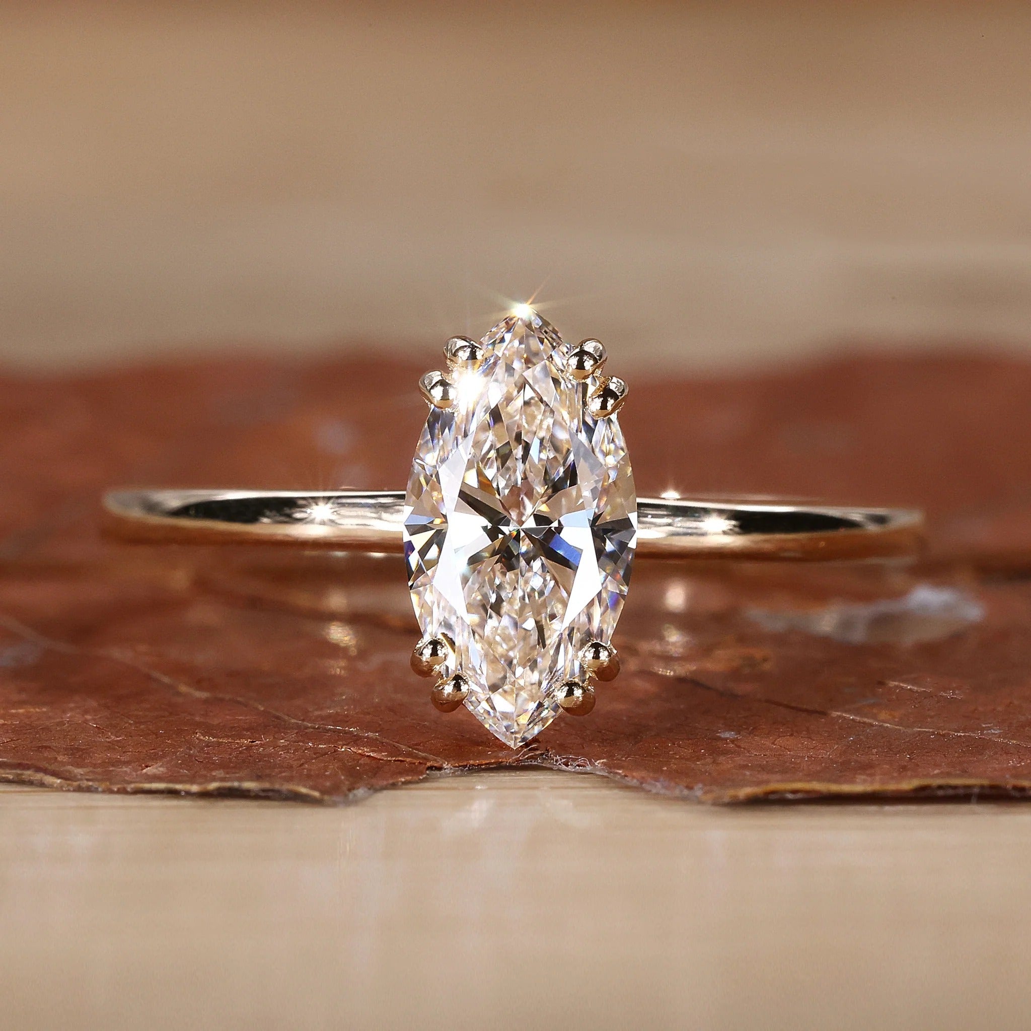 Marquise Cut Lab Grown Diamond Solitaire 8 Prong setting Engagement Gold Ring Shree Diamond Mfg